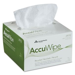 PAPER AND DISPENSERS | Georgia Pacific Professional 29712 AccuWipe 4.5 in. x 8.25 in. 1-Ply Recycled Delicate Task Wipers - Unscented, White (60/Carton)