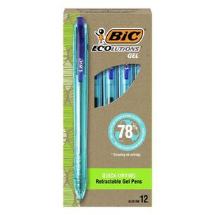 PENS PENCILS AND MARKERS | BIC RGLE11 BLU Ecolutions 1 mm Retractable Gel Pen - Medium, Blue (1 Dozen)