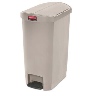 TRASH WASTE BINS | Rubbermaid Commercial 1883459 Streamline 13-Gallon Resin End Step Style Step-On Container - Beige