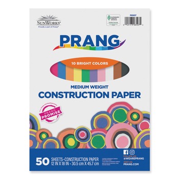 Prang P6507 12 in. x 8 in. 50 lbs. Construction Paper - Assorted (50/Pack)