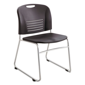 Safco 4292BL VY Series Supports Up to 350 lbs. 18.75 in. Seat Height Stack Chairs - Black/Silver Base (2/Carton)