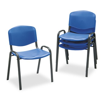 Safco 4185BU Supports up to 250 lbs. Stacking Chairs - Blue Seat/Back, Black Base (4 Chairs/Carton)