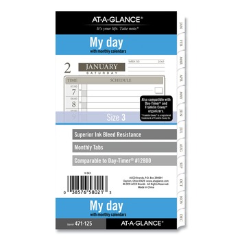 AT-A-GLANCE 471125 6.75 in. x 3.75 in. 12-Month (Jan to Dec) 2025 1-Page-Per-Day Planner Refills - White Sheets