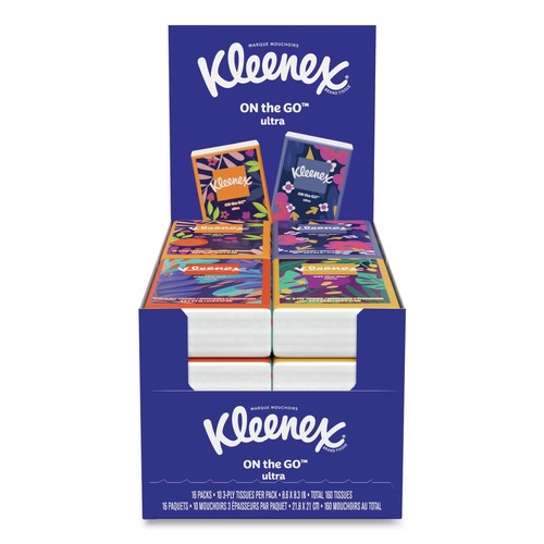 Paper Towels and Napkins | Kleenex 54635 3-Ply On The Go Packs Facial Tissues - White (10/Pouch, 16 Pouches/Pack, 6 Packs/Carton) image number 0