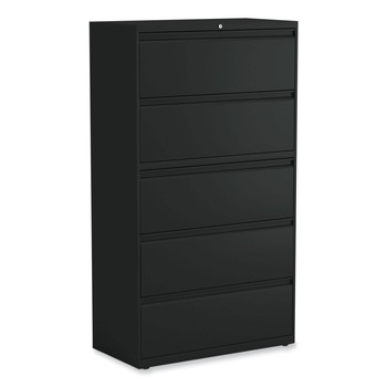 Alera 25497 36 in. x 18.63 in. x 67.63 in. 5 Lateral File Drawer - Legal/Letter/A4/A5 Size, Black