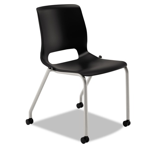 Office Chairs | HON HMG2.N.A.ON.CU10.PLAT Motivate 300 lbs. Capacity Four-Leg Stacking Chair - Onyx/Black/Platinum (2/Carton) image number 0