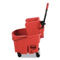 Mop Buckets | Rubbermaid Commercial FG758888RED WaveBrake 2.0 35 qt. Side-Press Plastic Bucket/Wringer Combos - Red image number 1