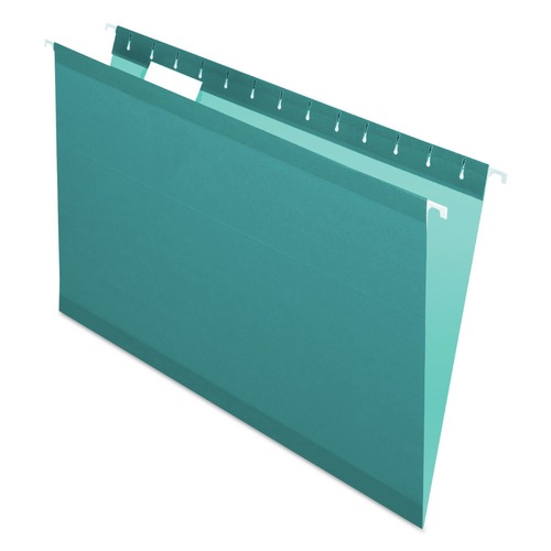 File Folders | Pendaflex 04153 1/5 TEA 1/5-Cut Tabs Legal Size Colored Reinforced Hanging Folders - Teal (25/Box) image number 0