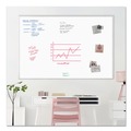 White Boards | U Brands 073U00-01 70 x 47 Magnetic Dry Erase Board with Aluminum Frame - White Surface/Silver Frame image number 2