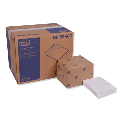 Paper Towels and Napkins | Tork NP5240C 2-Ply 15 in. x 16.25 in. Advanced Dinner Napkins - White (8/Carton) image number 0