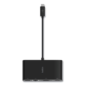 Belkin AVC005BK-BL 4.33 in. USB-C HDMI/Ethernet/USB-A/USB-C/VGA Multimedia Adapter - Black