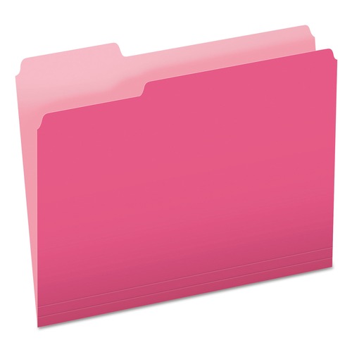 File Folders | Pendaflex 152 1/3 PIN 1/3-Cut Tabs Assorted Letter Size Colored File Folders - Pink/Light Pink (100/Box) image number 0