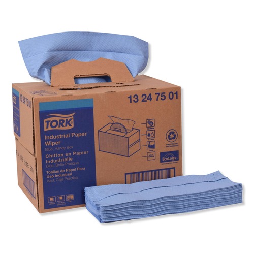 Paper Towels and Napkins | Tork 13247501 12.8 x 16.5 4-Ply Industrial Paper Wiper - Blue/Unscented (180/Carton) image number 0