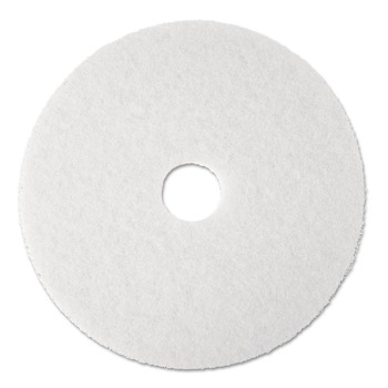 3M 4100-17 17 in. Low-Speed Super Polishing Floor Pads - White (5/Carton)