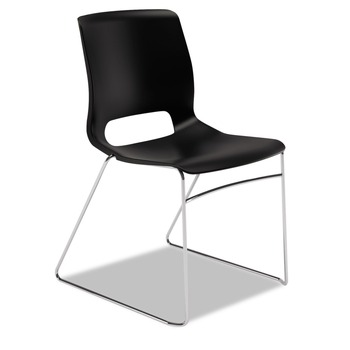 HON HMS1.N.ON.Y Motivate Supports Up to 300 lbs. High-Density Stacking Chairs - Onyx/Black/Chrome (4/Carton)