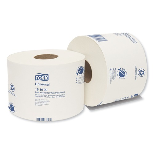 Toilet Paper | Tork 161990 2-Ply Septic Safe Universal Bath Tissue Roll with OptiCore - White (36/Carton) image number 0