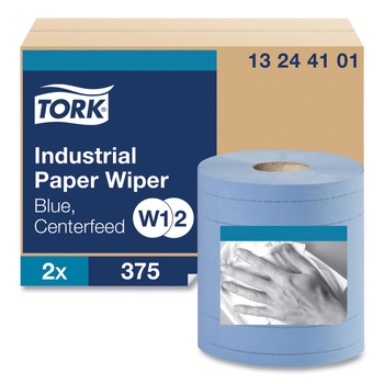 Tork 13244101 4-Ply 11 in. x 15.75 in. Unscented Industrial Paper Wiper - Blue (2/Carton)