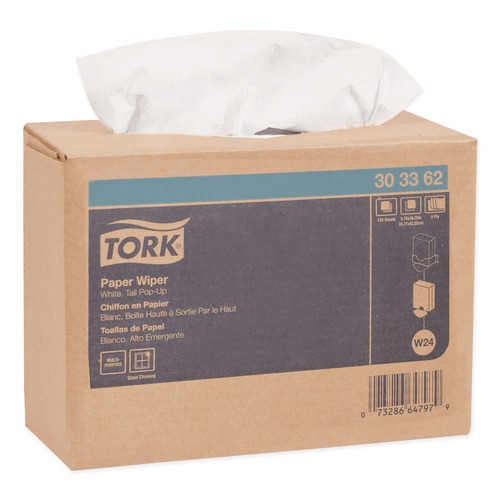 Cleaning Cloths | Tork 303362 4-Ply 9.75 in. x 16.75 in. Multipurpose Paper Wiper - White (8/Carton) image number 0