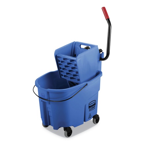 Mop Buckets | Rubbermaid Commercial FG758888BLUE WaveBrake 2.0 35 qt. Side-Press Plastic Bucket/Wringer Combos - Blue image number 0