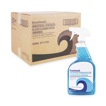 GLASS CLEANERS | Boardwalk 585600-12ESSN 32 oz. Trigger Spray Bottle Industrial Strength Glass Cleaner with Ammonia - Unscented (12/Carton)