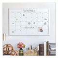 White Boards | U Brands 2075U00-01 30 x 20 Magnetic Dry Erase Calendar with Decor Frame - White Surface/White Wood Frame image number 1