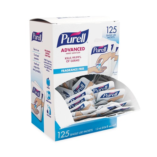 Hand Sanitizers | PURELL 9630-12-125NS-CT 1.2 ml Packet Fragrance-Free Gel Advanced Hand Sanitizer Single Use (1500/Carton) image number 0