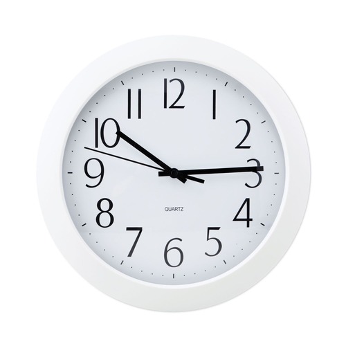 Clocks | Universal UNV10461 12 in. Overall Diameter Whisper Quiet Clock - White Case image number 0