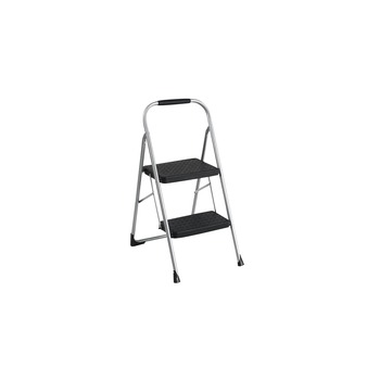 Cosco 11308PBL1E 20.5 in. Working Height 22 in. Spread 200 lbs. Capacity 2-Step Big Step Folding Stool - Black/Gray