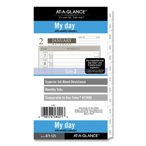 Notebooks & Pads | AT-A-GLANCE 471125 6.75 in. x 3.75 in. 12-Month (Jan to Dec) 2025 1-Page-Per-Day Planner Refills - White Sheets image number 0