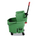 Mop Buckets | Rubbermaid Commercial FG758888GRN WaveBrake 2.0 35 qt. Side-Press Plastic Bucket/Wringer Combos - Green image number 1