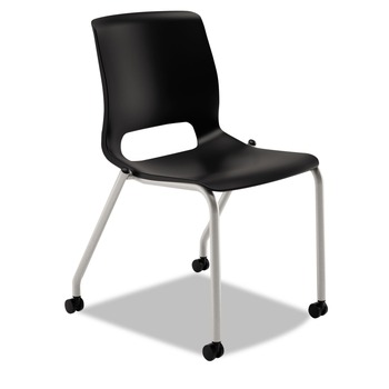 HON HMG2.N.A.ON.CU10.PLAT Motivate 300 lbs. Capacity Four-Leg Stacking Chair - Onyx/Black/Platinum (2/Carton)