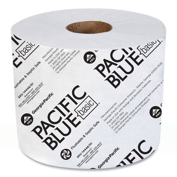 Georgia Pacific Professional 14448/01 Pacific Blue Basic 1-Ply Septic Safe High-Capacity Bathroom Tissue - White (1500/Roll, 48/Carton)