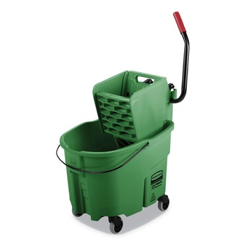 Rubbermaid Commercial FG758888GRN WaveBrake 2.0 35 qt. Side-Press Plastic Bucket/Wringer Combos - Green