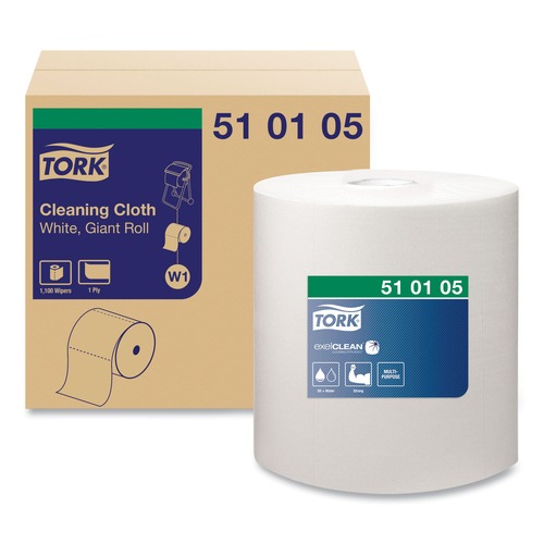 Cleaning Cloths | Tork 510105 12.6 in. x 13.3 in. Cleaning Cloth - White (1/Carton) image number 0