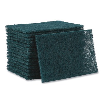 Boardwalk 86LGI 6 in. x 9 in. Heavy-Duty Scour Pad - Green (15/Carton)