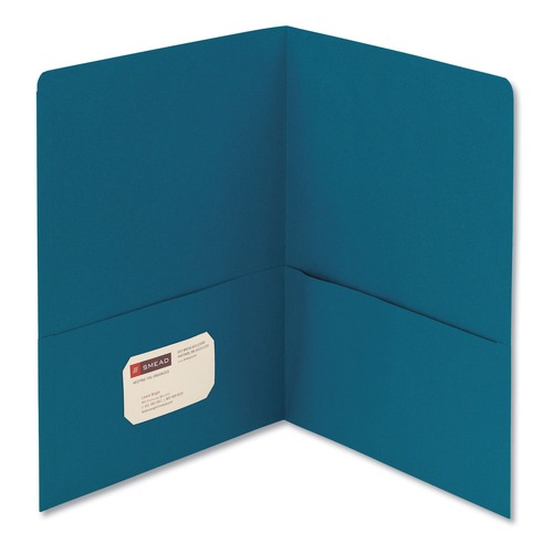 Art & Craft Paper | Smead 87867 100 Sheet Capacity 11 in. x 8.5 in. Two-Pocket Folder Textured Paper - Teal (25/Box) image number 0