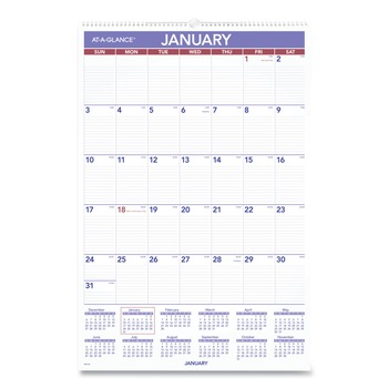 AT-A-GLANCE PM4-28 20 in. x 30 in. Monthly Wall Calendar 2025 with Ruled Daily Blocks - White Sheets