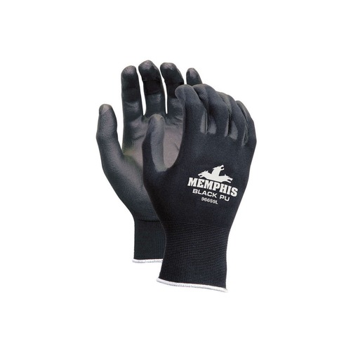 Disposable Gloves | MCR Safety 9669L Economy PU Coated Work Gloves - Large Black (1-Dozen) image number 0