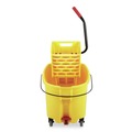 Mop Buckets | Rubbermaid Commercial FG748000YEL WaveBrake 2.0 26 qt. Side-Press Plastic Bucket/Wringer Combos - Yellow image number 2