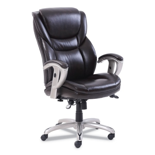 Office Chairs | SertaPedic 49710BRW Emerson 300-lb. Capacity Executive Task Chair - Brown/Silver image number 0