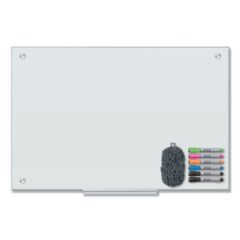 U Brands 3970U00-01 35 in. x 23 in. Magnetic Glass Dry Erase Board Value Pack - Frosted White