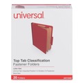 File Folders | Universal UNV10408 2 Dividers 6 Fasteners Heavy-Duty Pressboard Cover Letter Size Six-Section Classification Folders - Brick Red (20/Box) image number 0