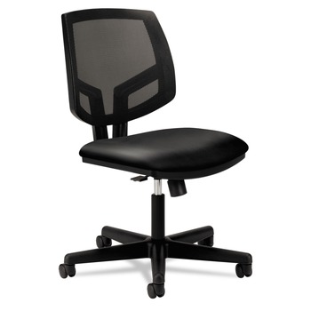 HON H5713.SB11.T Volt Series 18.13 in. to 22.38 in. Seat Height Supports Up to 250 lbs. Mesh Back Leather Task Chair With Synchro-Tilt - Black