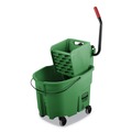 Mop Buckets | Rubbermaid Commercial FG758888GRN WaveBrake 2.0 35 qt. Side-Press Plastic Bucket/Wringer Combos - Green image number 0