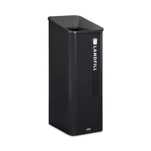 Trash & Waste Bins | Rubbermaid Commercial 2078967 Sustain 15 gal Metal/Plastic Decorative Refuse with Recycling Lid - Black image number 0