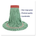 Mops | Boardwalk BWK503GNCT 5 in. Super Loop Cotton/Synthetic Fiber Wet Mop Head - Large, Green (12/Carton) image number 6