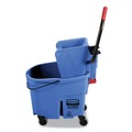 Mop Buckets | Rubbermaid Commercial FG758888BLUE WaveBrake 2.0 35 qt. Side-Press Plastic Bucket/Wringer Combos - Blue image number 1