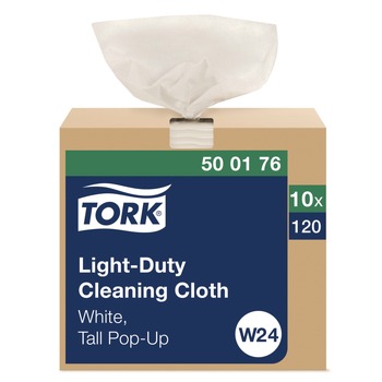 Tork 500176 1-Ply 8.3 in. x 16.1 in. Light Duty Cleaning Cloth Pop Up Box - White (10/Carton)