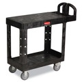 Cleaning Carts | Rubbermaid Commercial FG450500BLA 19.19 in. x 37.88 in. x 33.33 in. 500 lb. Capacity Plastic Flat Shelf Utility Cart - Black image number 0