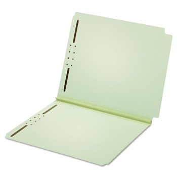 Pendaflex 45715 2 in. Expansion 2 Fasteners Letter Size Dual-Tab Pressboard Fastener Folder - Light Green Exterior (25/Box)